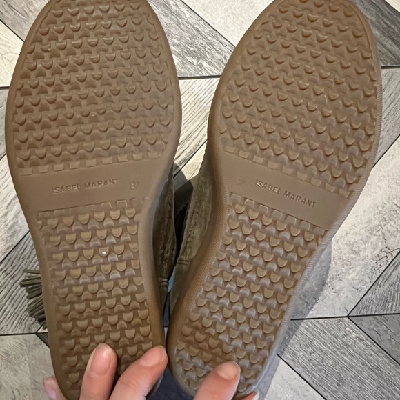 Isabel Marant Suede Fringe Trim Accent High Top Wedge Sneakers olive - Picture 8 of 8